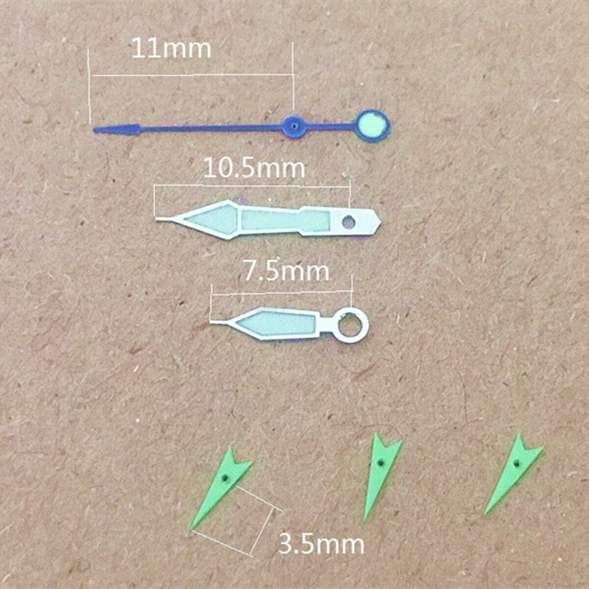 Green Small Second Hand Silver Trim Watch Hands for Miyota OS10 OS20 OS60 OS80