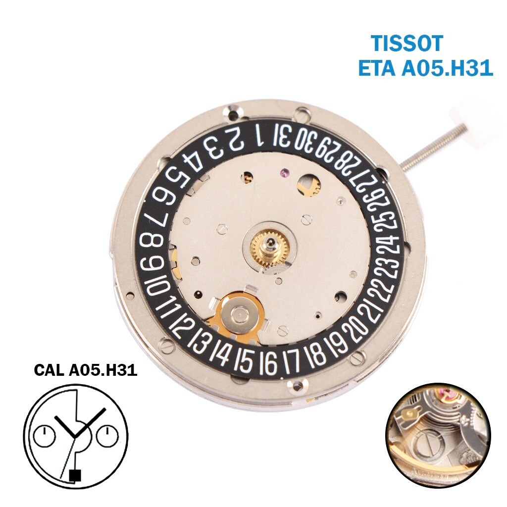 (TISSOT Finish) ETA Vajoux Swiss Automatic Movement A05.H31 ,V8, Date Disk on 6.