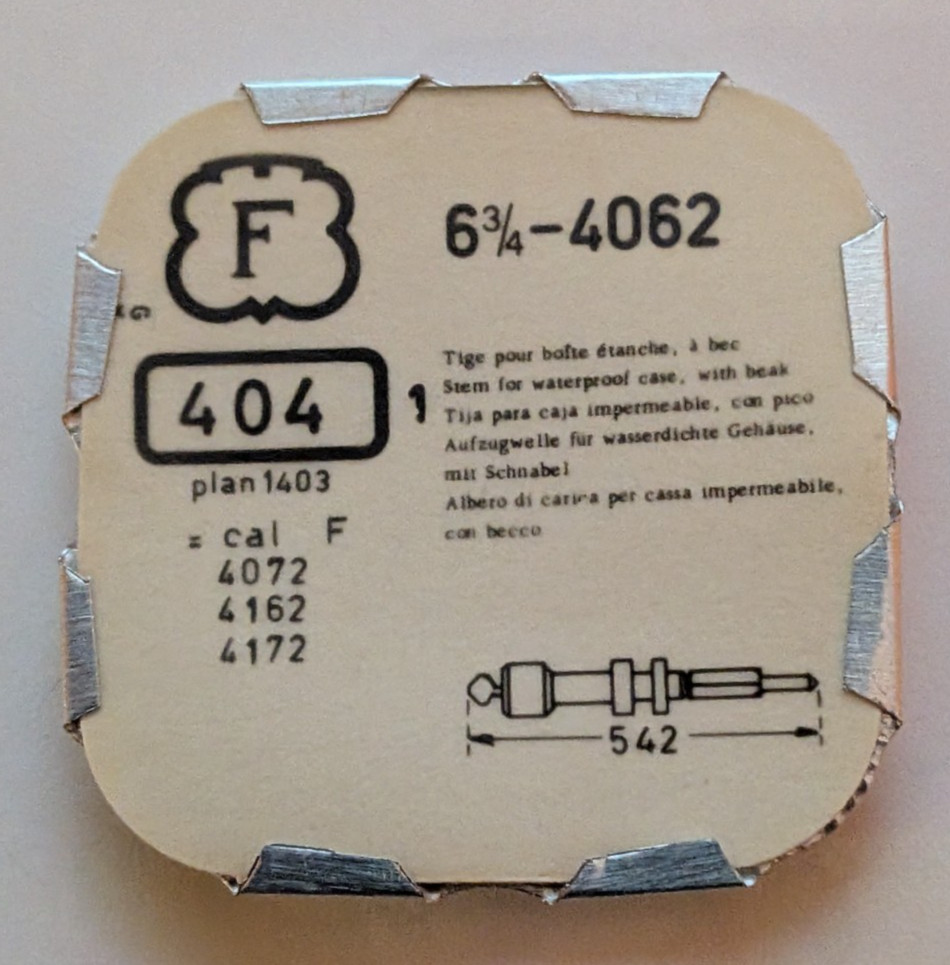 NEW NOS Felsa Cal. 4062 4072 4162 4172 4177 Part 404 Stem Waterproof