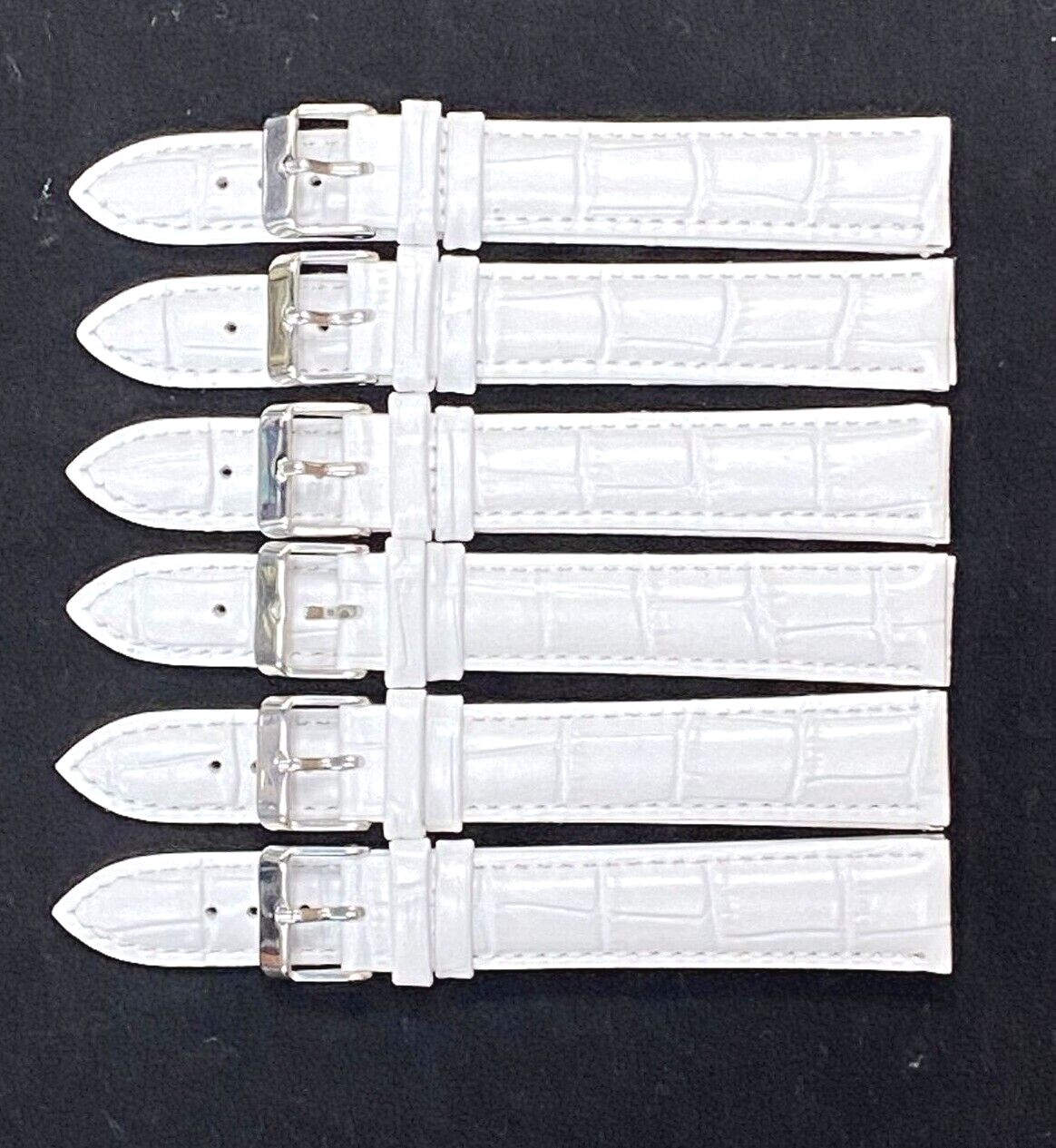 Lot of 6 Watch Band Genuine Leather Alligator White(PADDED) 16,18,20,22,24mm XXL