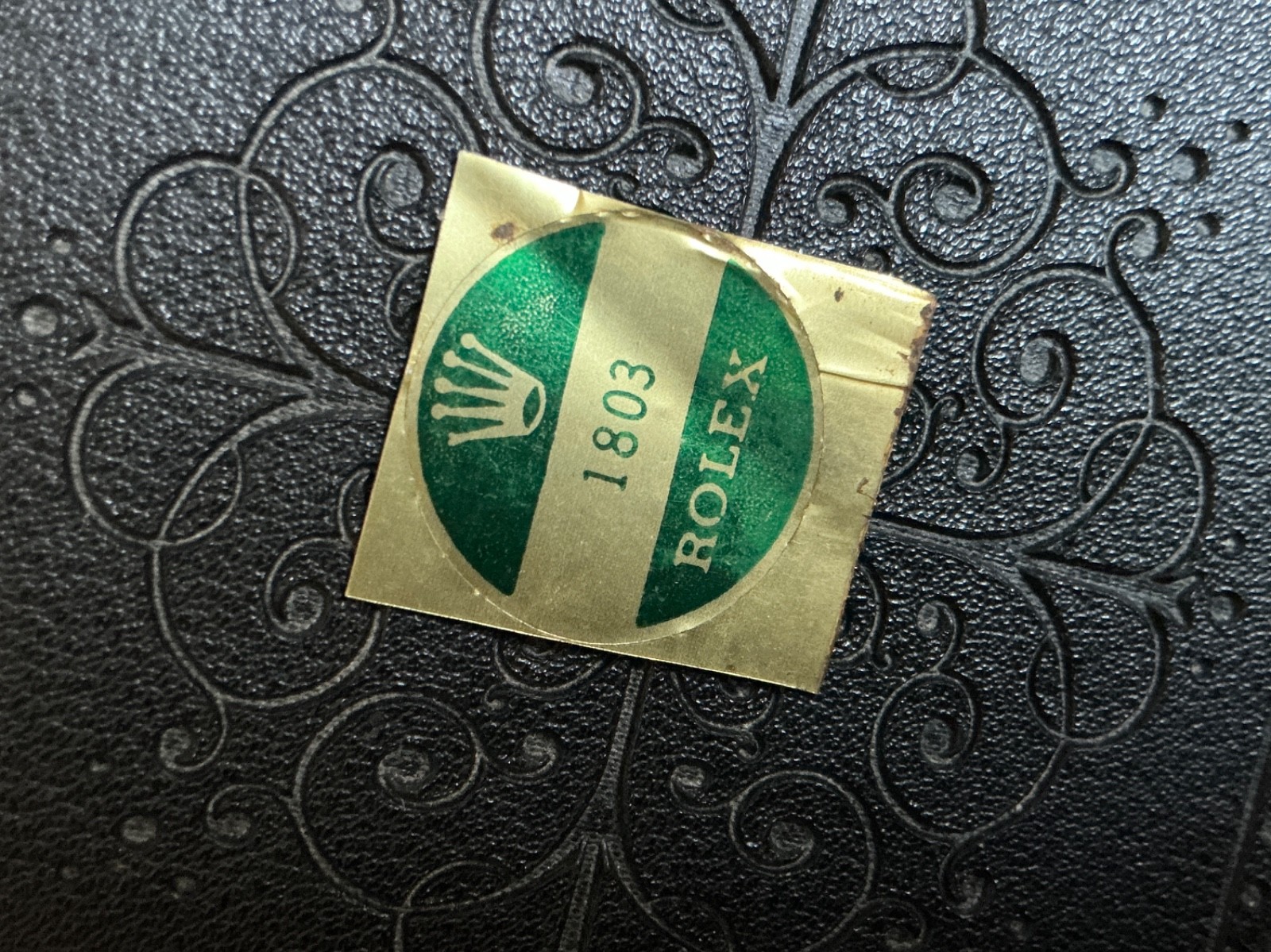 Authentic Vintage Rolex 1803 Day Date Green Case Back Sticker Rare Find