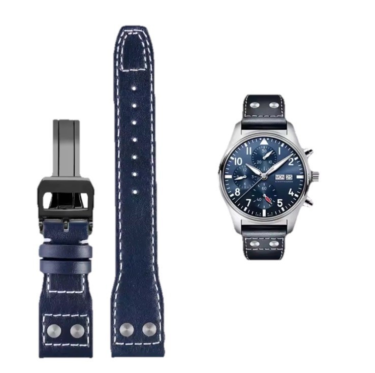 Genuine Leather Watch Strap 20mm 22mm For Big Pilot Portugieser With Buckle