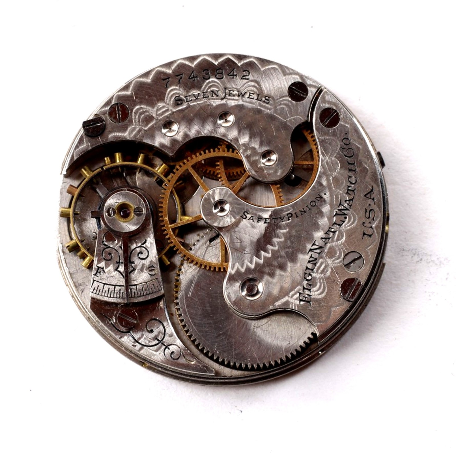 Elgin Hunt Pocket Watch Movement 6 size 7 Jewel-PC-194