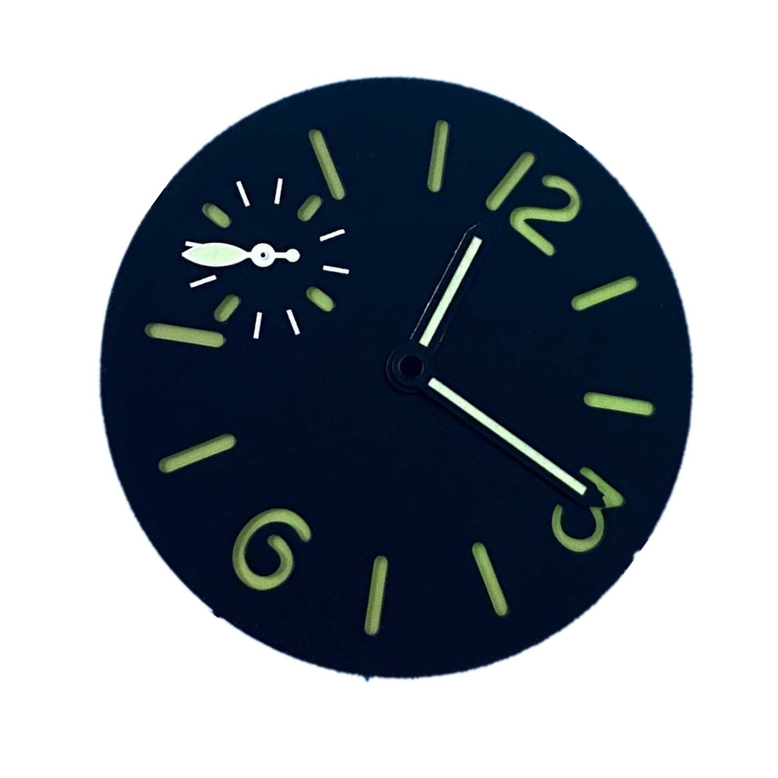 34.5mm Green Luminous Watch Dial With Watch Hands For ETA 6497 ST3600 Movement X