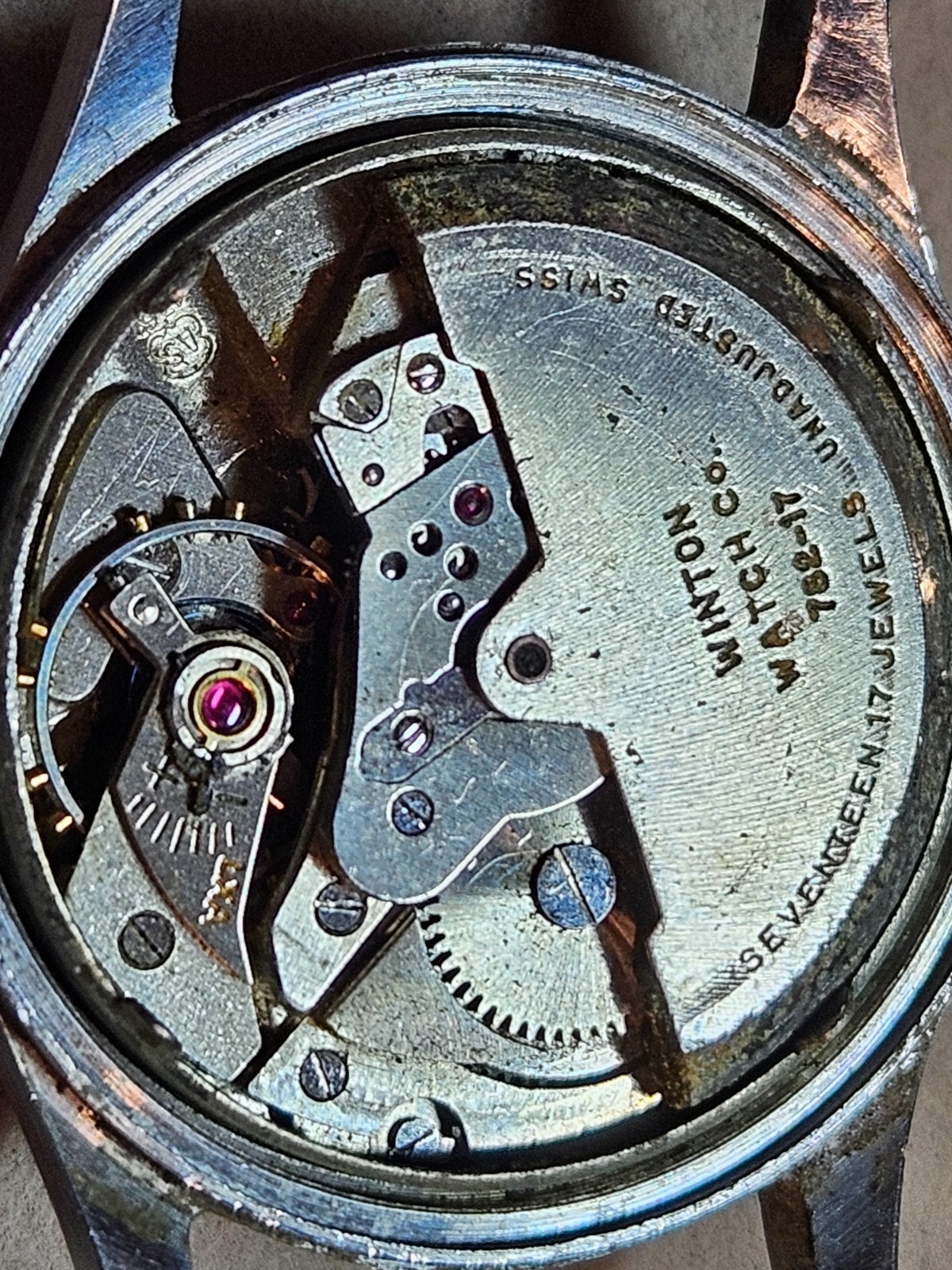 Vintage Helzberg Time-O-Matic Military Dial Auto Watch – Good Bal – Not Working
