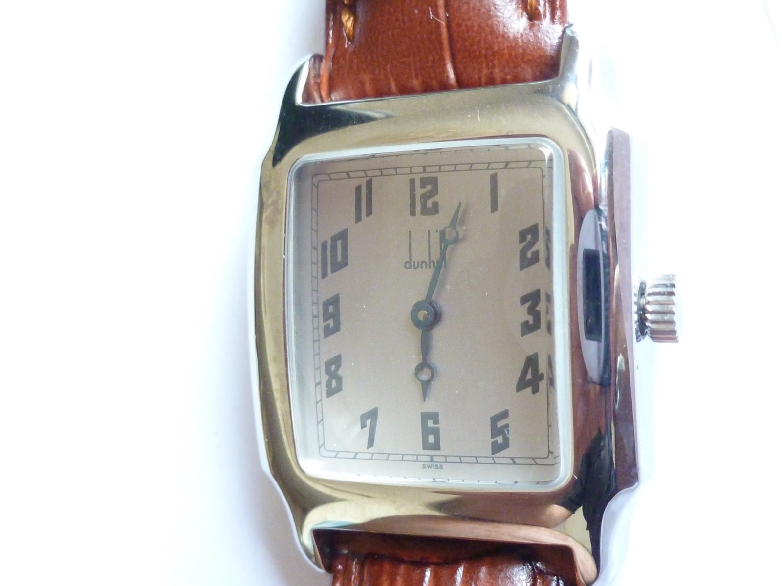 Vintage NOS DUNHILL Men’s Rectangular Steel Wristwatch Manual ETA 28mm x 39mm