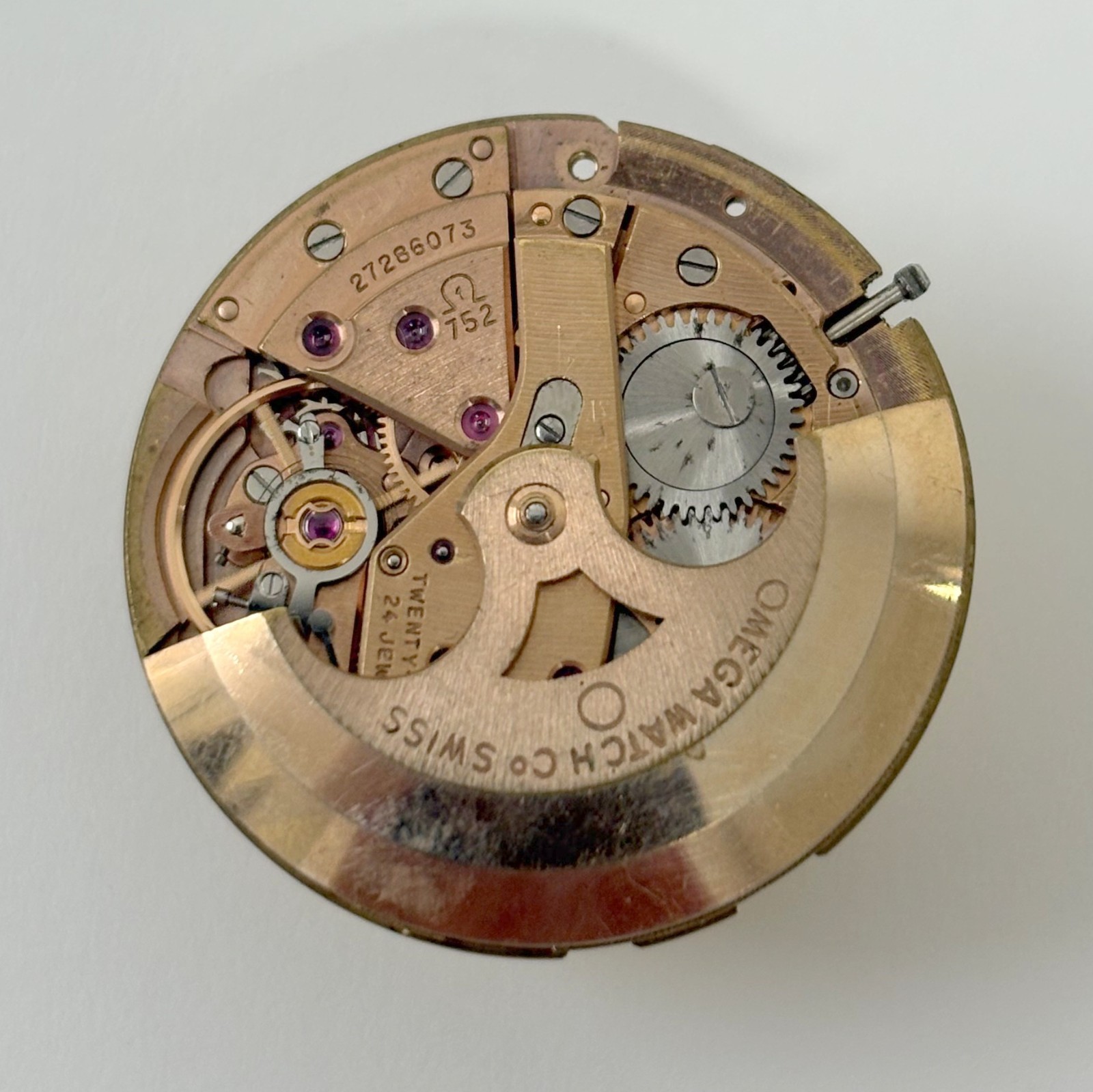 Omega Cal 752 Watch Movement Part Balance Fork Wheel Spring Bridge Disk 2
