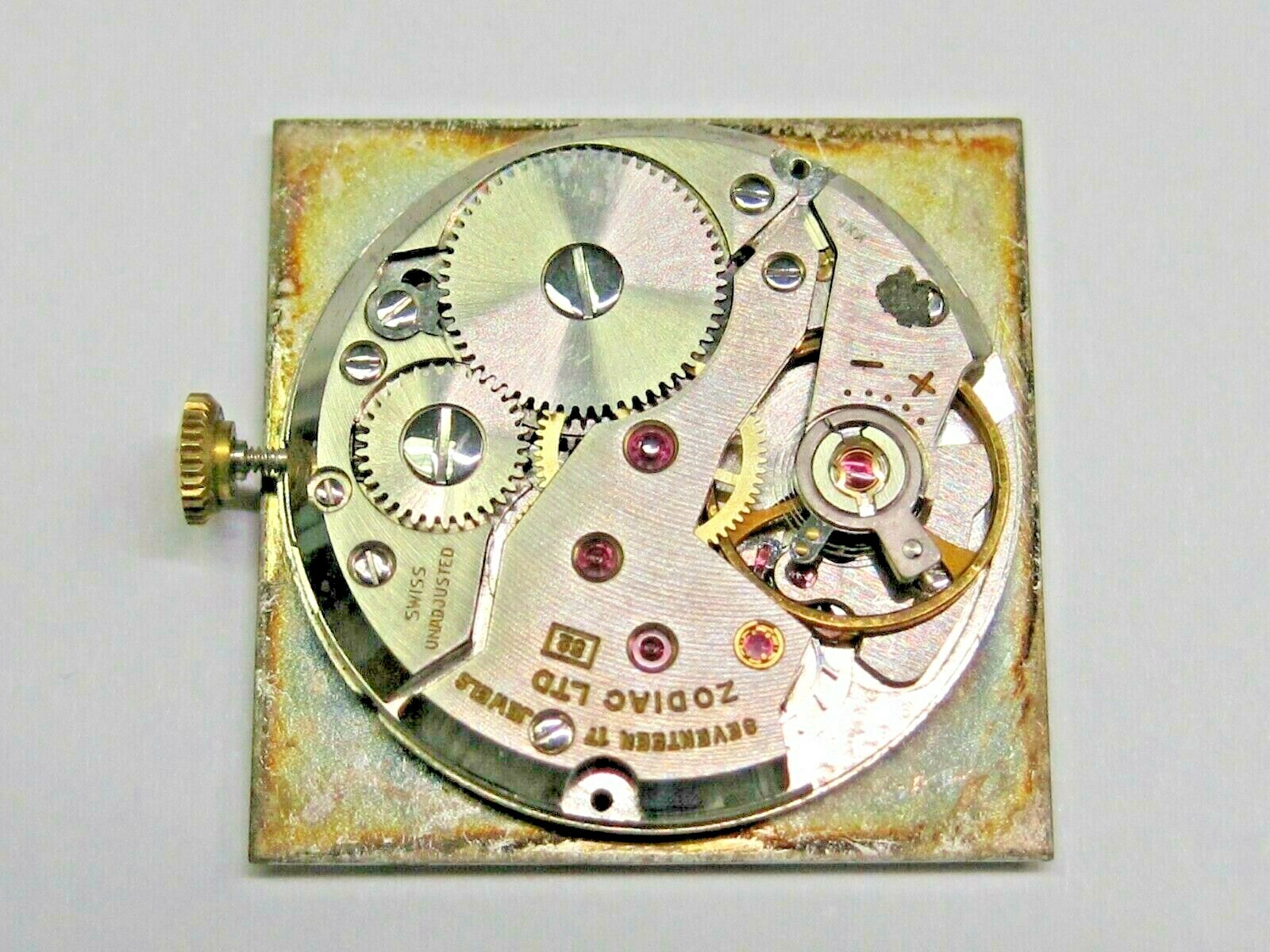 Vintage Gents ZODIAC Movement-Swiss Made White Face -17 Jewels # 52 +
