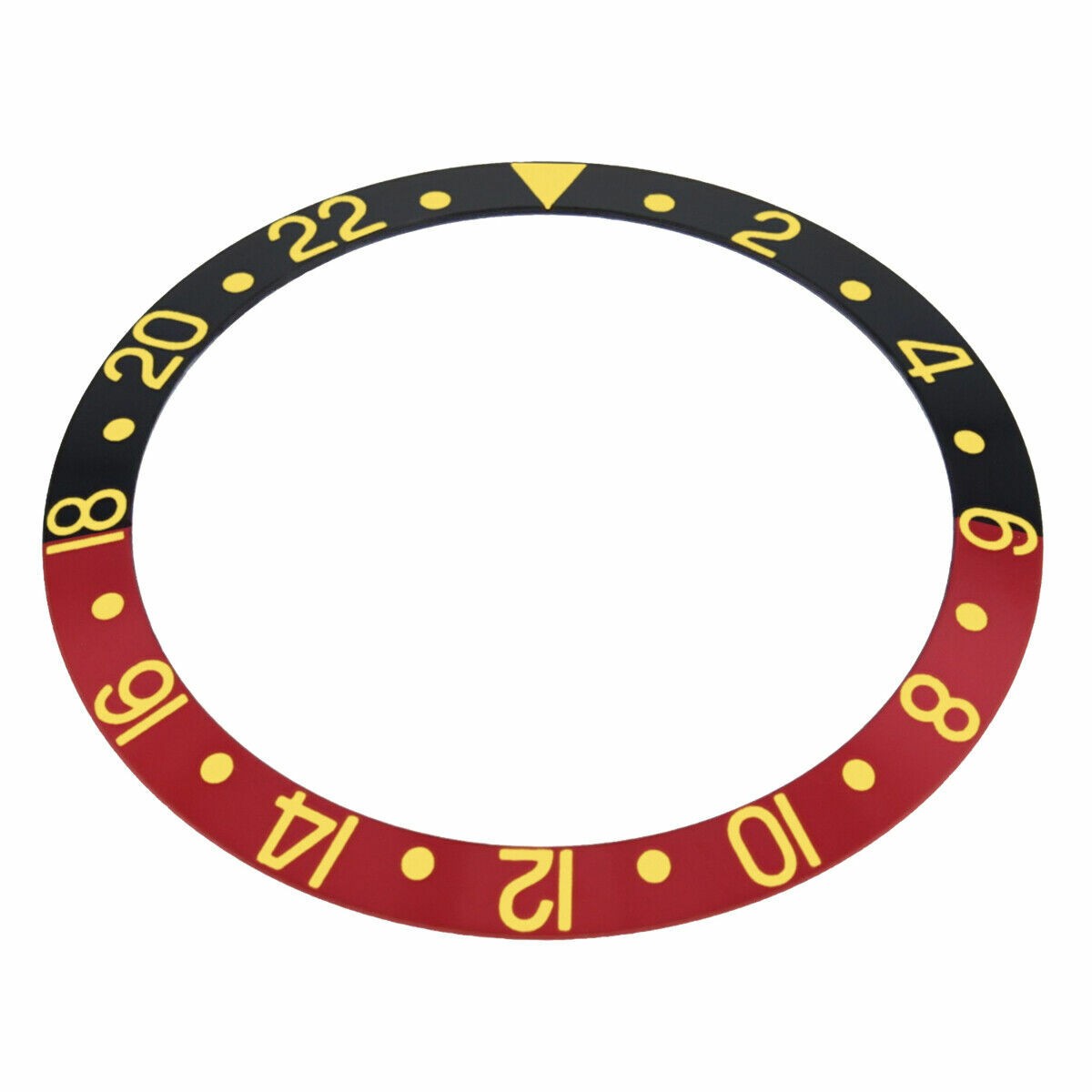 REPLACEMENT BEZEL INSERT BLACK/RED COKE WITH GOLD FONT FOR WATCH 37.70MM X 30.70