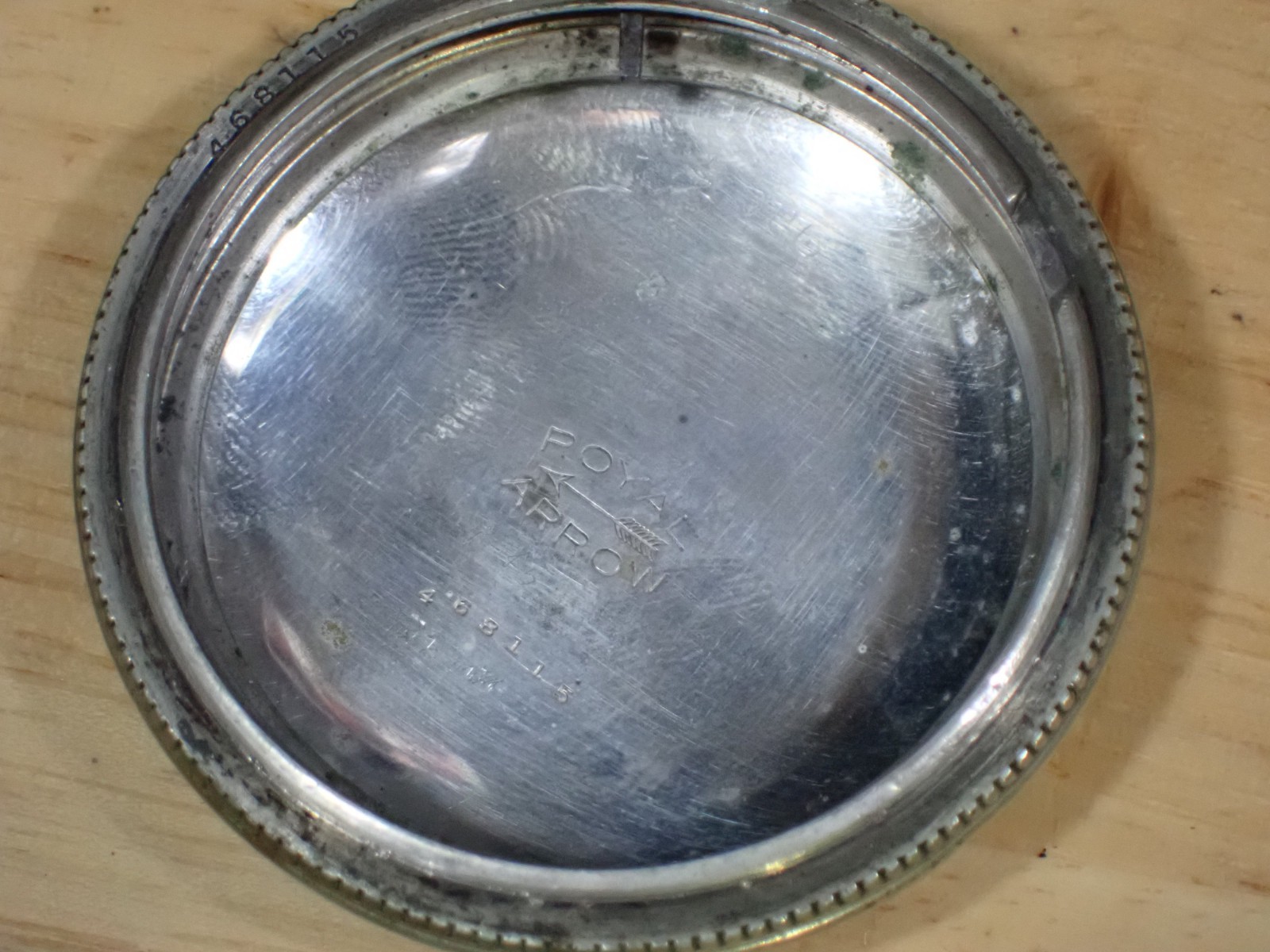 Vintage Royal Arrow Pocket Watch Case Silverode 18s Beaded Sides