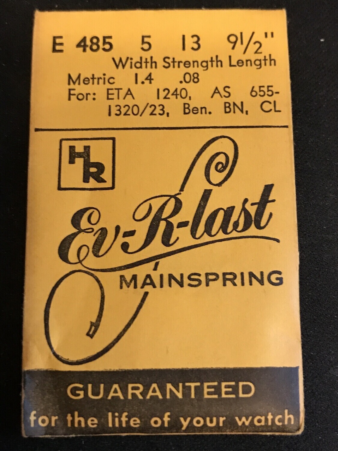 HR Ev-R-Last Mainspring No. E485 for AS 1320, 1323, 1393, ETA 1240 – Steel