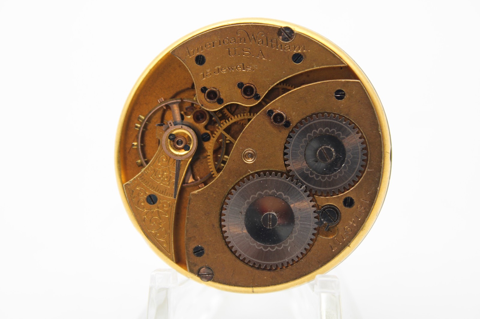1912 WALTHAM POCKET WATCH MOVEMENT 18749717 GRADE 418 14s 15j (ES2)