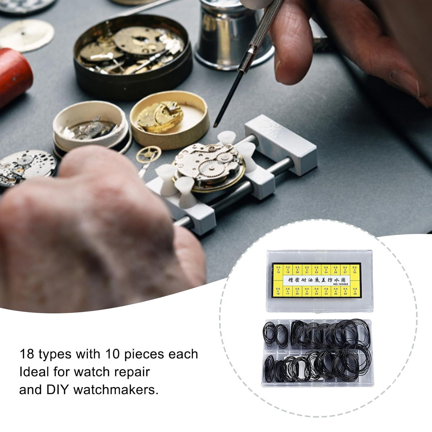 180 Pieces O Ring Watch Gasket Rubber Seal O Ring Watch Gasket Set 18 Types Rubb