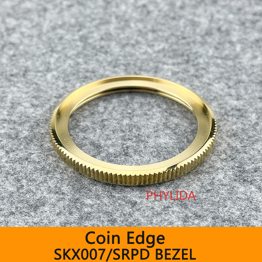 NEW SKX007/SXK009/SRPD Coin Edge Gold Polished Finish Bezel 316L Stainless Steel