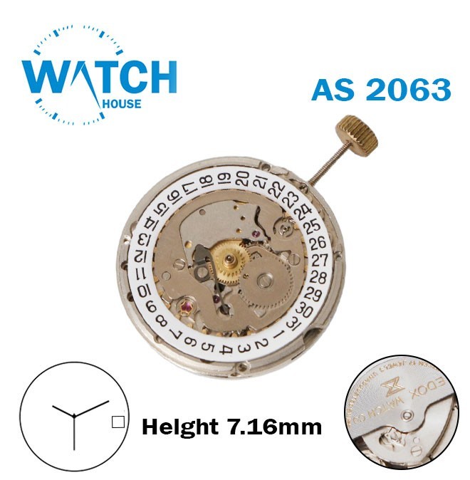 Edox AS 2063-Automatic Movement-White Disk At 3-H:7.16mm-3 Hands,17 Jewels, Used
