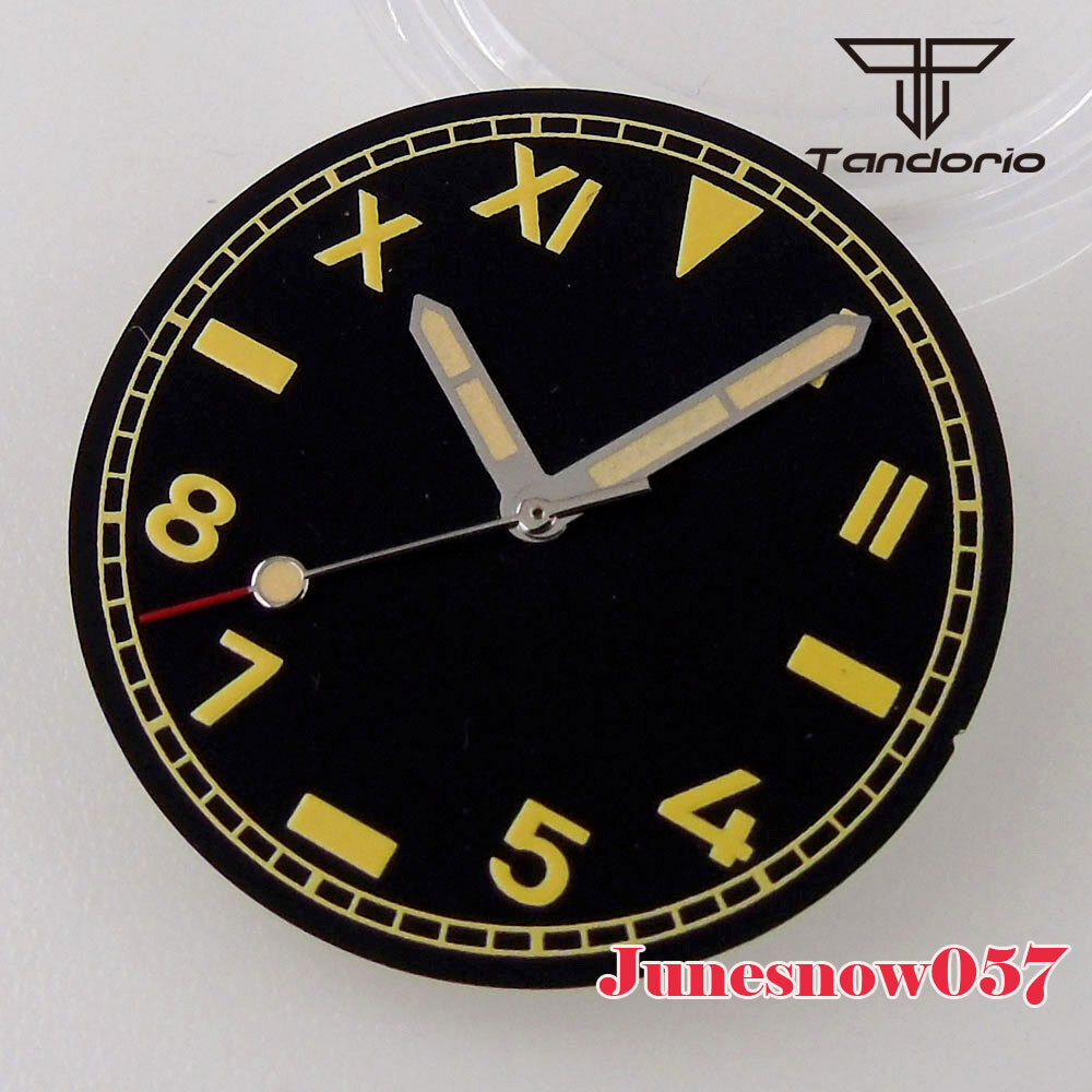 Tandorio Silver/Black Watch Dial Numbers Lume 29MM Fit NH35A NH36A Movement Men