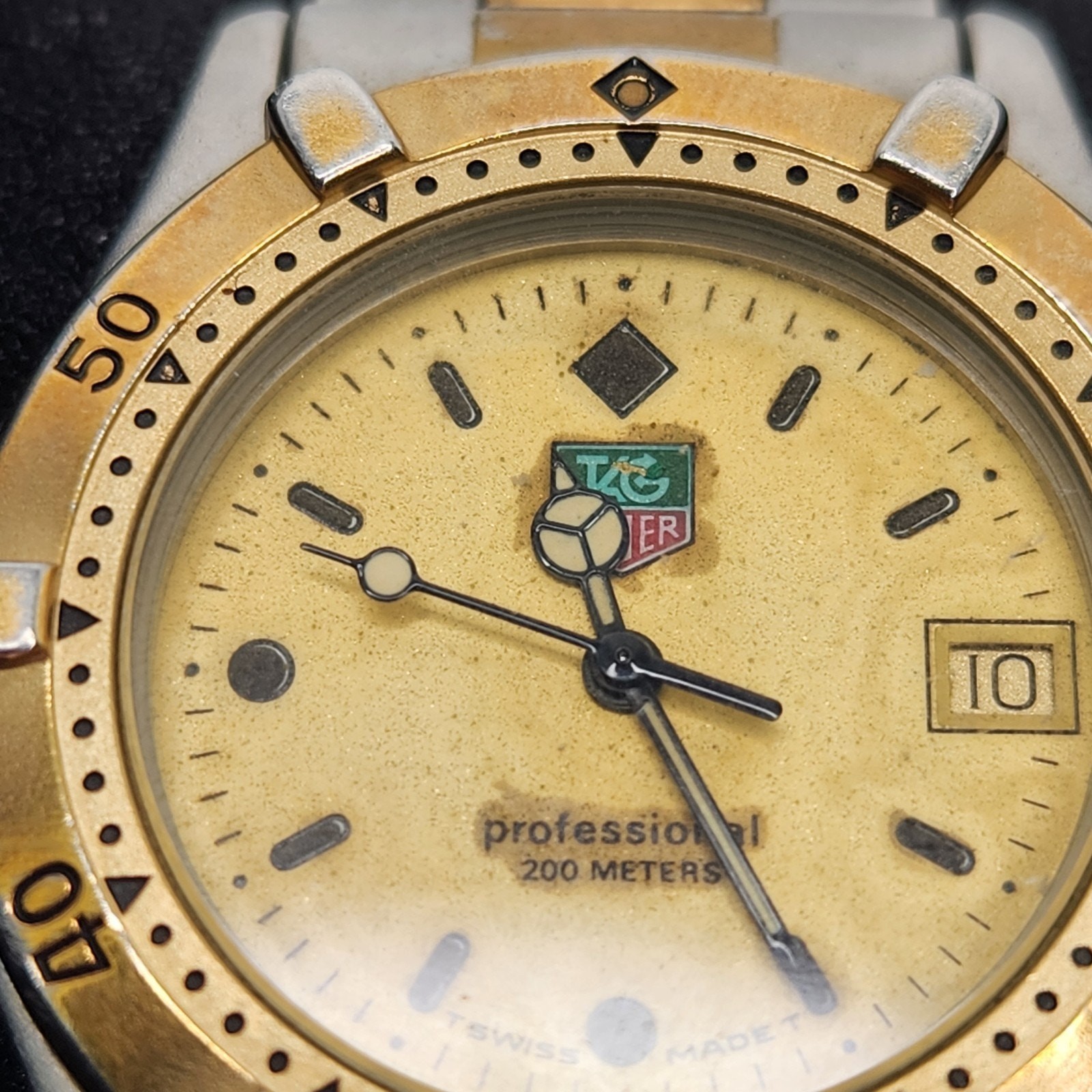 Tag Heuer Watch FOR PARTS 964.013 Gold and Silver Tone NOT WORKING