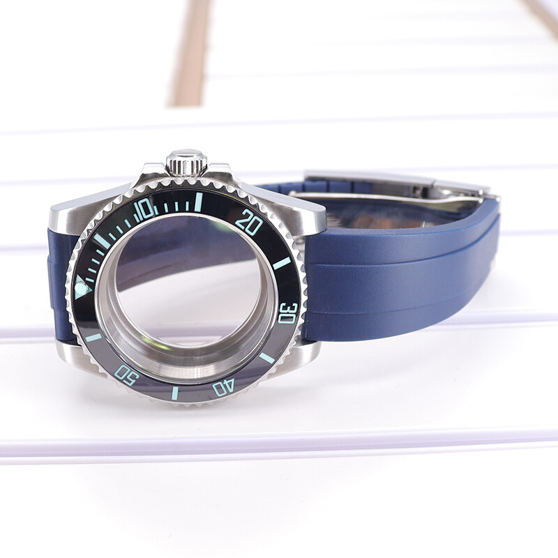 Diver 40mm Watch Case Rubber Strap C3 Luminous Bezel For Seiko Nh35 NH34 ETA2824