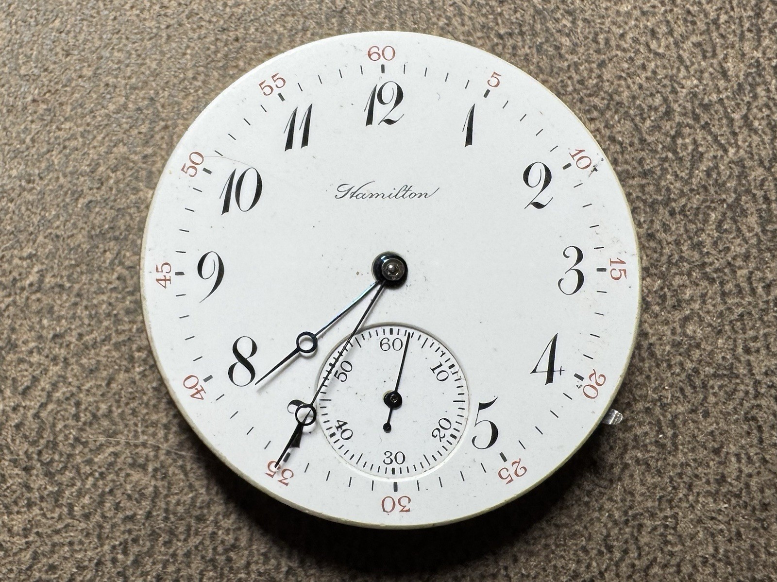 1912 HAMILTON 16S 17J PW LS GRADE 975 ADJUSTED POCKET WATCH MOVEMENT & DIAL