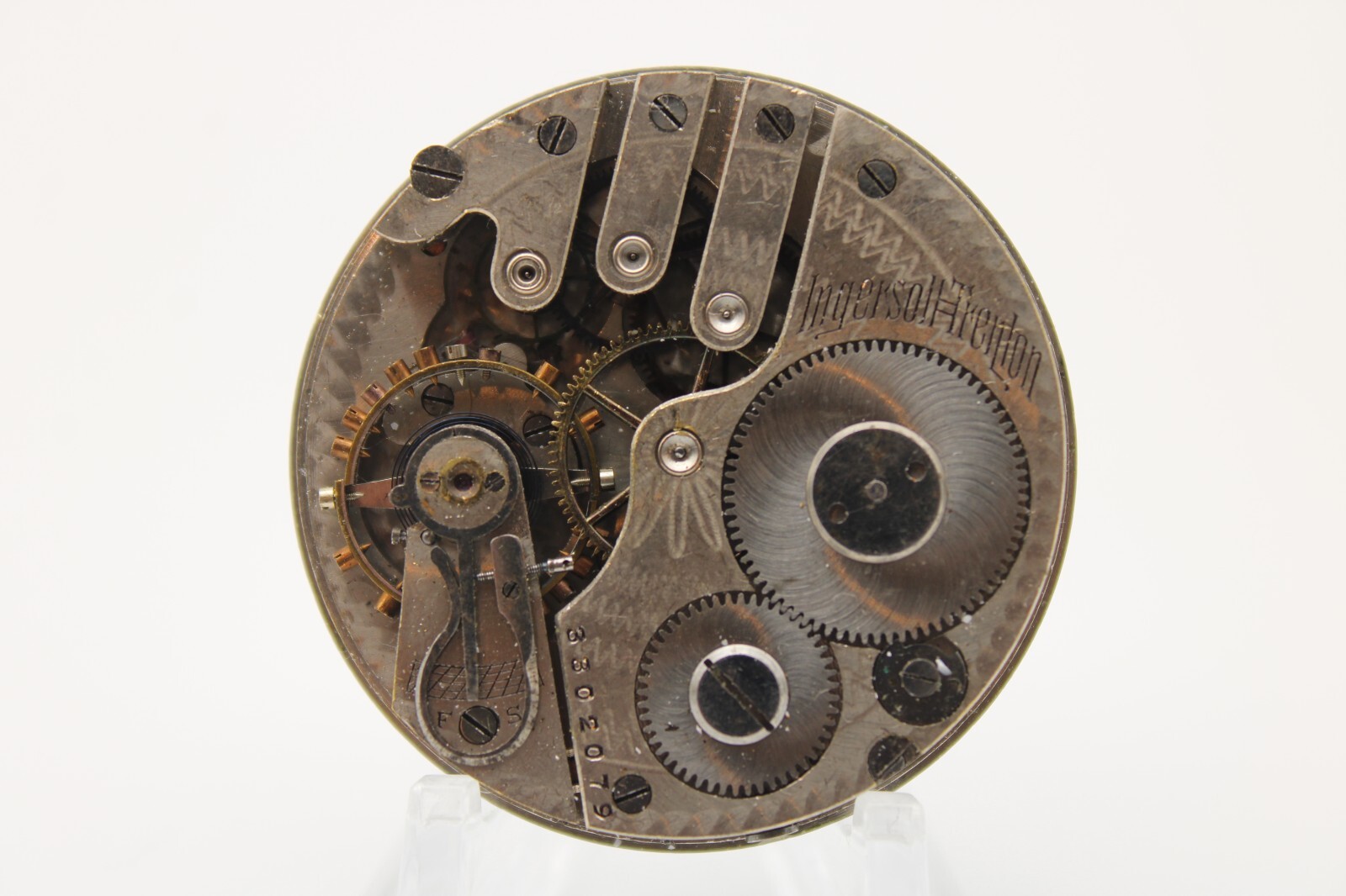 1910 INGERSOLL TRENTON POCKET WATCH MOVEMENT 3302079 GRADE 130 16s 7j (QT3)