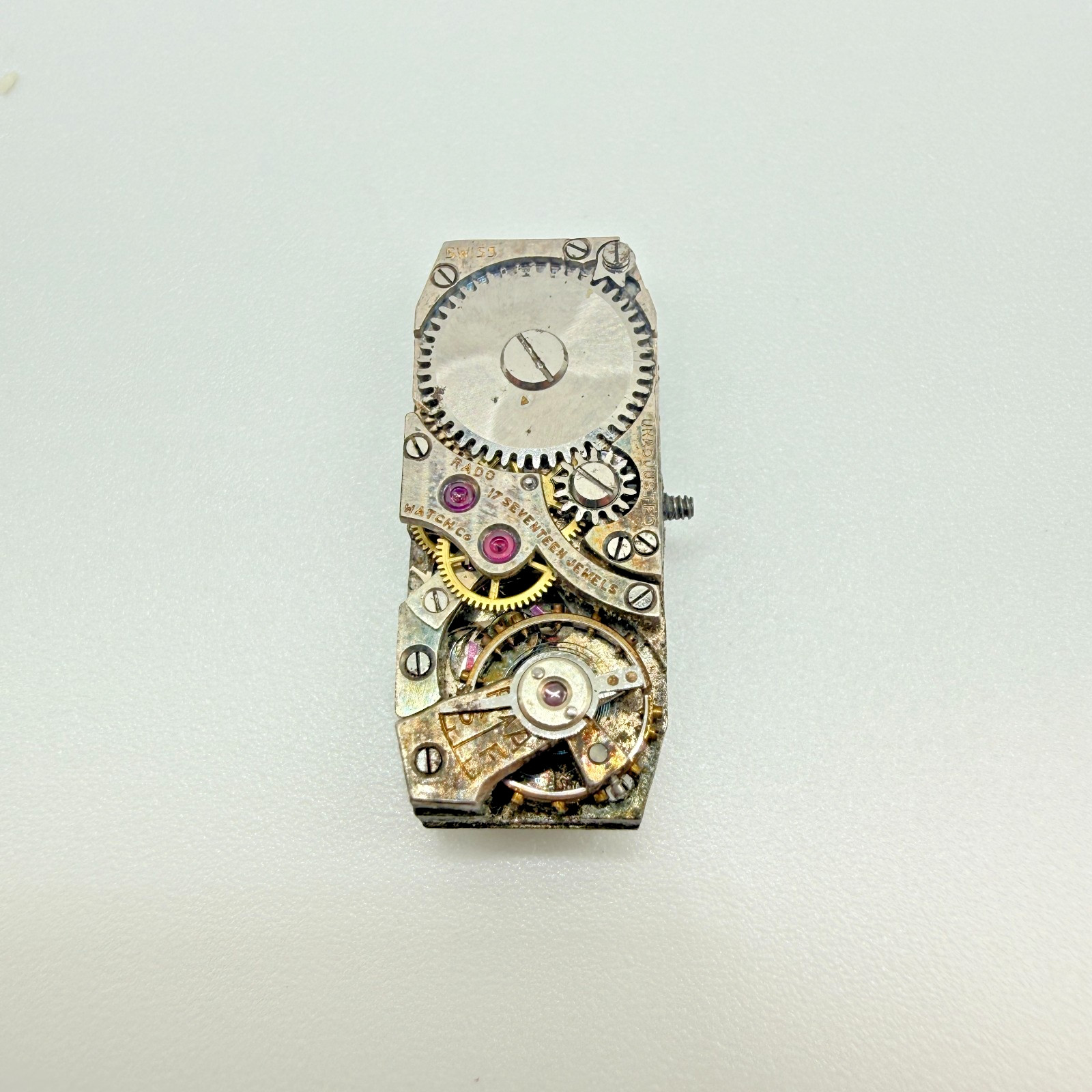 Vintage Rado Watch Co 17J Baguette Movement & Dial – Elegant – Parts/Repair