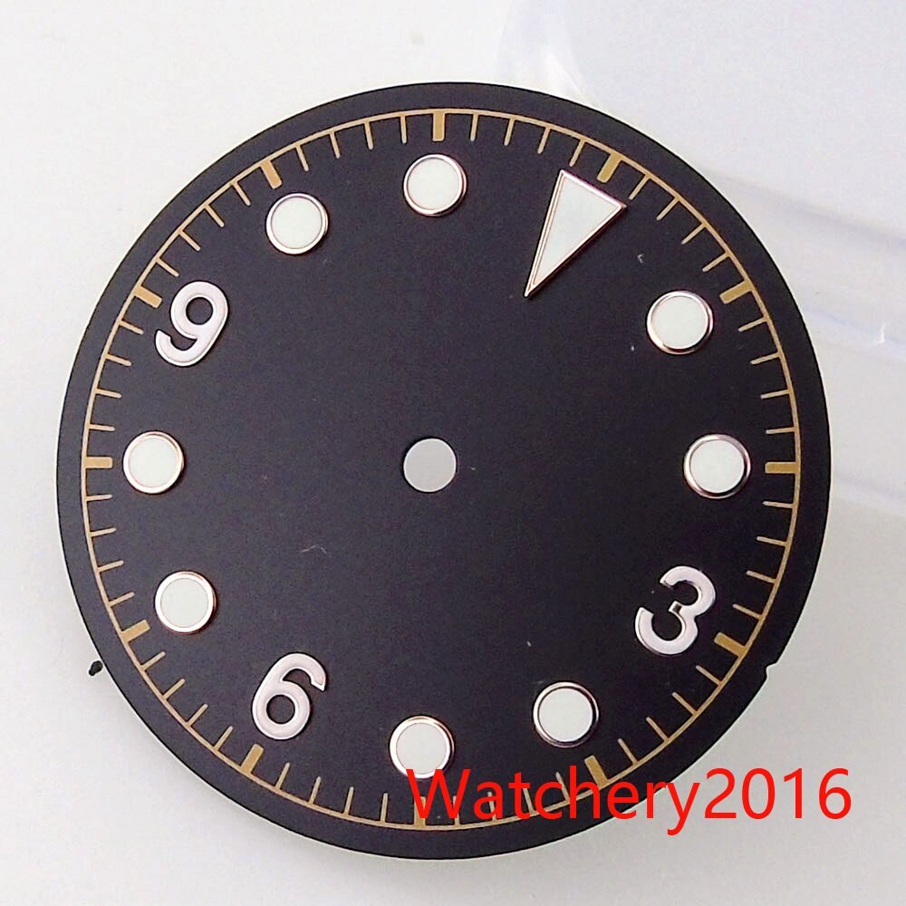 30.4mm Bliger Coffee Watch Dial Hand Luminous Rose gold Edge Fit NH35 NH36