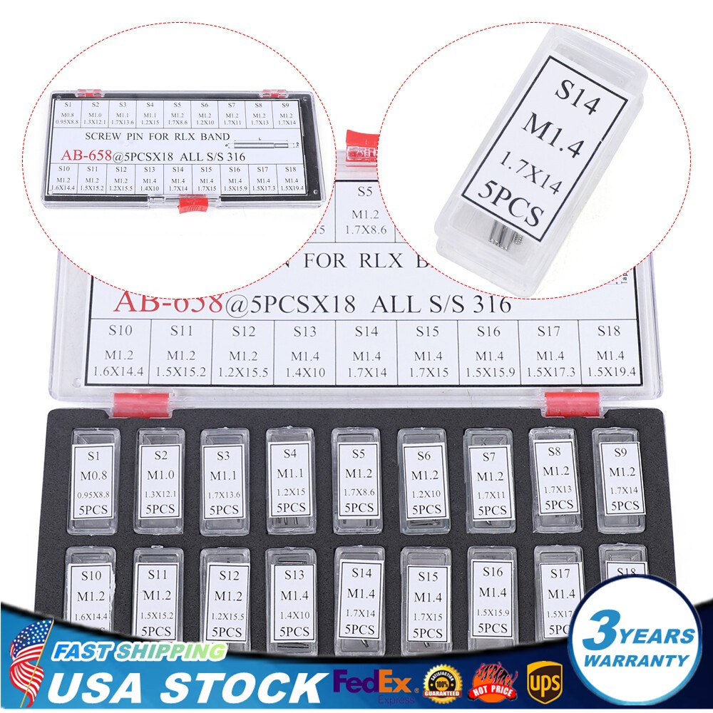 90x Set screw pins link pins for Rolex straps bands bracelets links 0.8mm -1.4mm