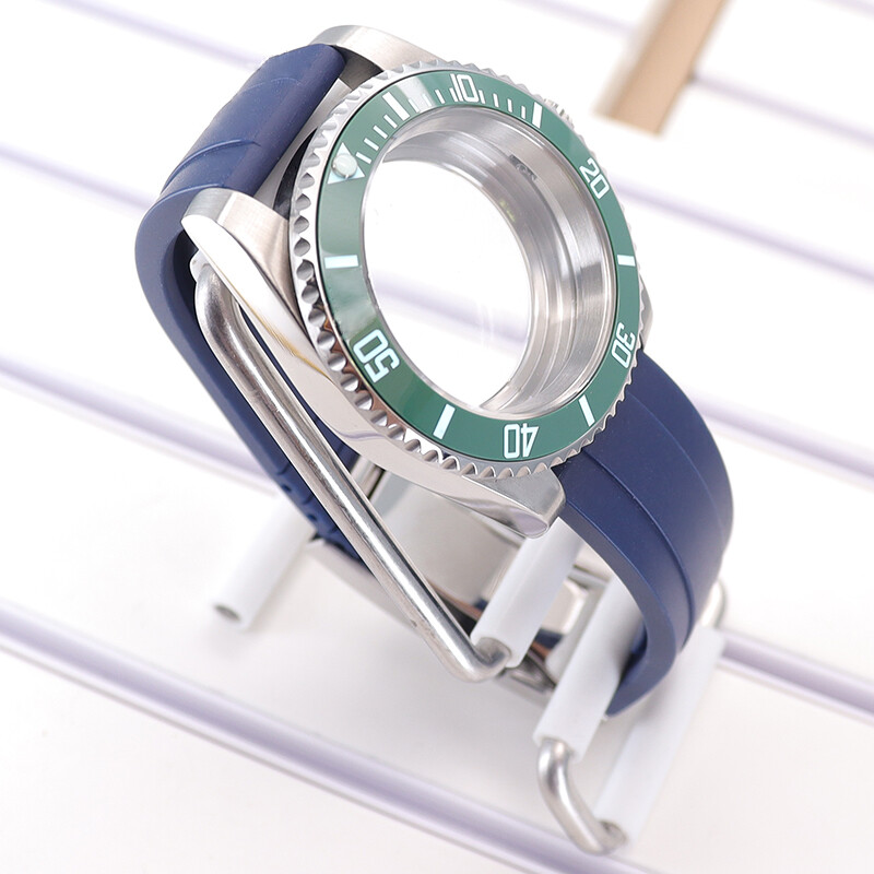 Diver 40mm Watch Case Rubber Strap C3 Luminous Bezel For Seiko Nh35 NH34 ETA2824