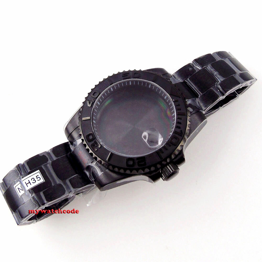 40mm Ceramic Bezel Sapphire Glass Chapter Ring Watch Case Fit for NH35 NH36 2824