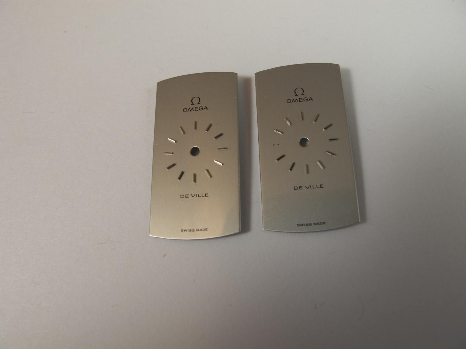 OMEGA DEVILLE LADIES OLD STOCK SILVER COLOR RECTANGULAR VINTAGE WATCH DIALS