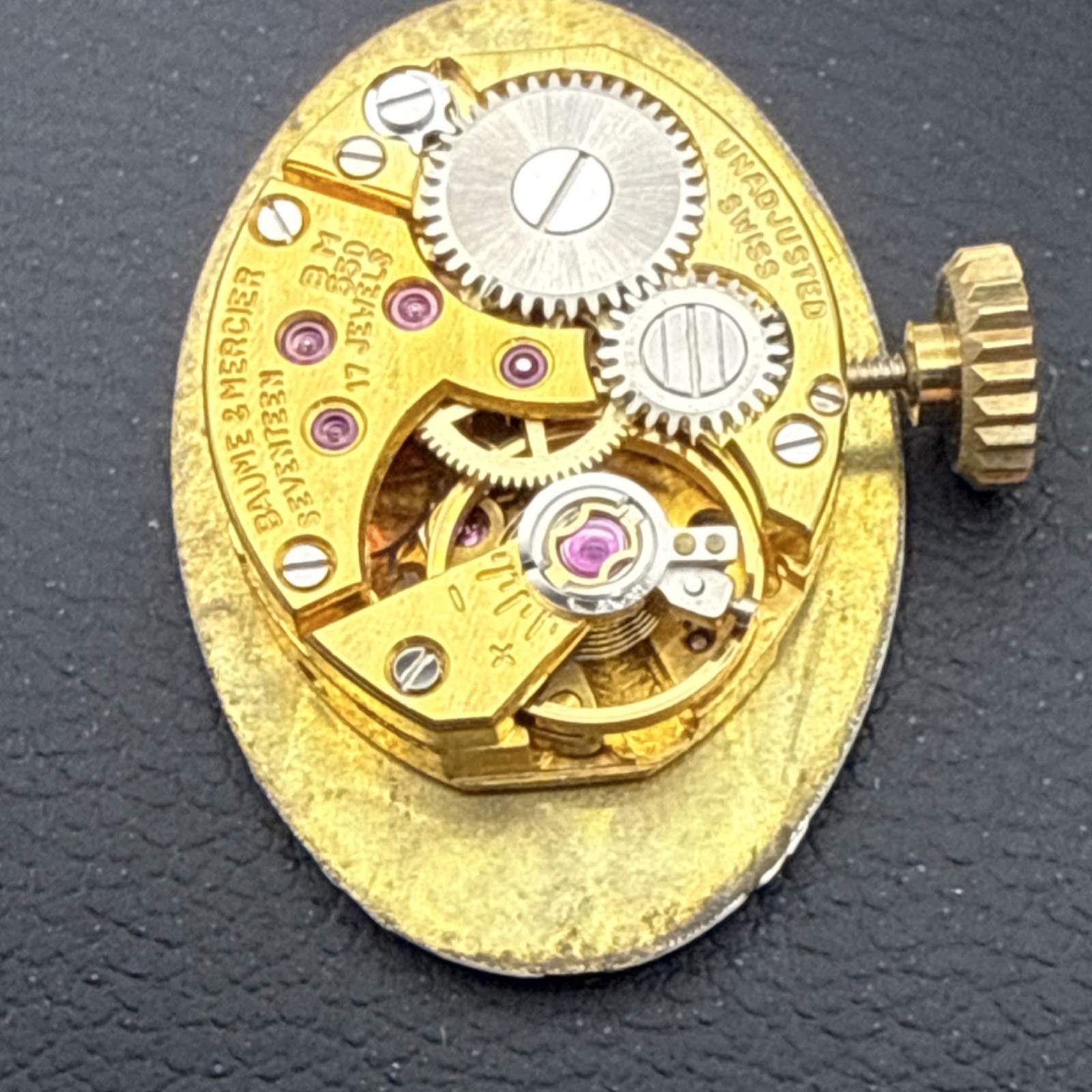 Baume & Mercier Mechanical Oval Watch Movement Brass Dial Hands MPN 387
