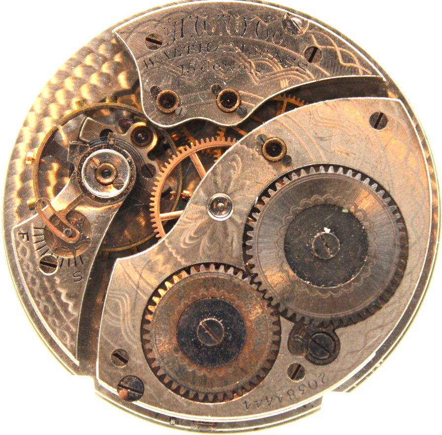 1915 WALTHAM POCKET WATCH MOVEMENT 20384444 GRADE: 220 12s 15j (KT3)