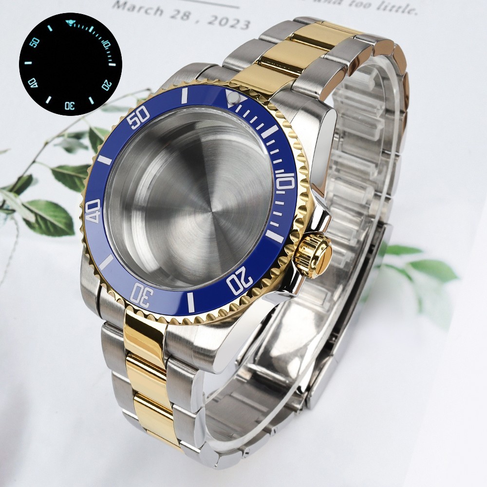 FEIYASHI Golden Rotating Bezel 40mm Watch Case Sapphire For Seiko NH35 ETA 2824