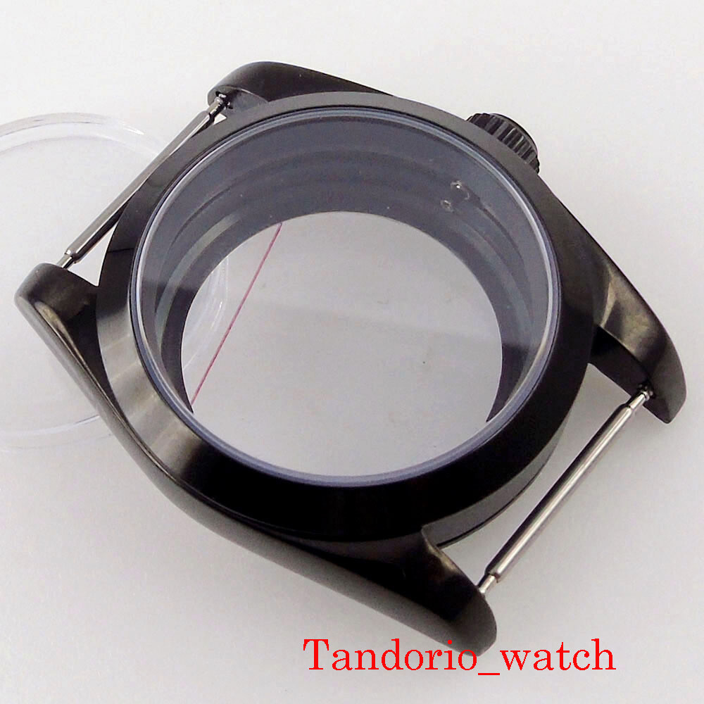 36/39mm Black PVD Coated Watch Case Sapphire Glass Fit NH34 NH35 NH36 MIYOTA8215