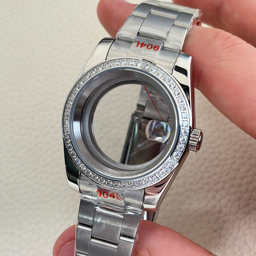 39mm stainless steel Diamond Bezel Watch Case Mod For Nh35 Nh36/38 Movement