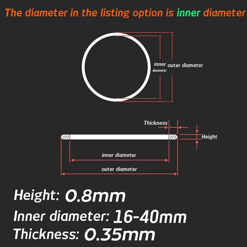 White Front Watch Crystal Gasket Ring Waterproof Watch Glass Seal Rings 16-40mm
