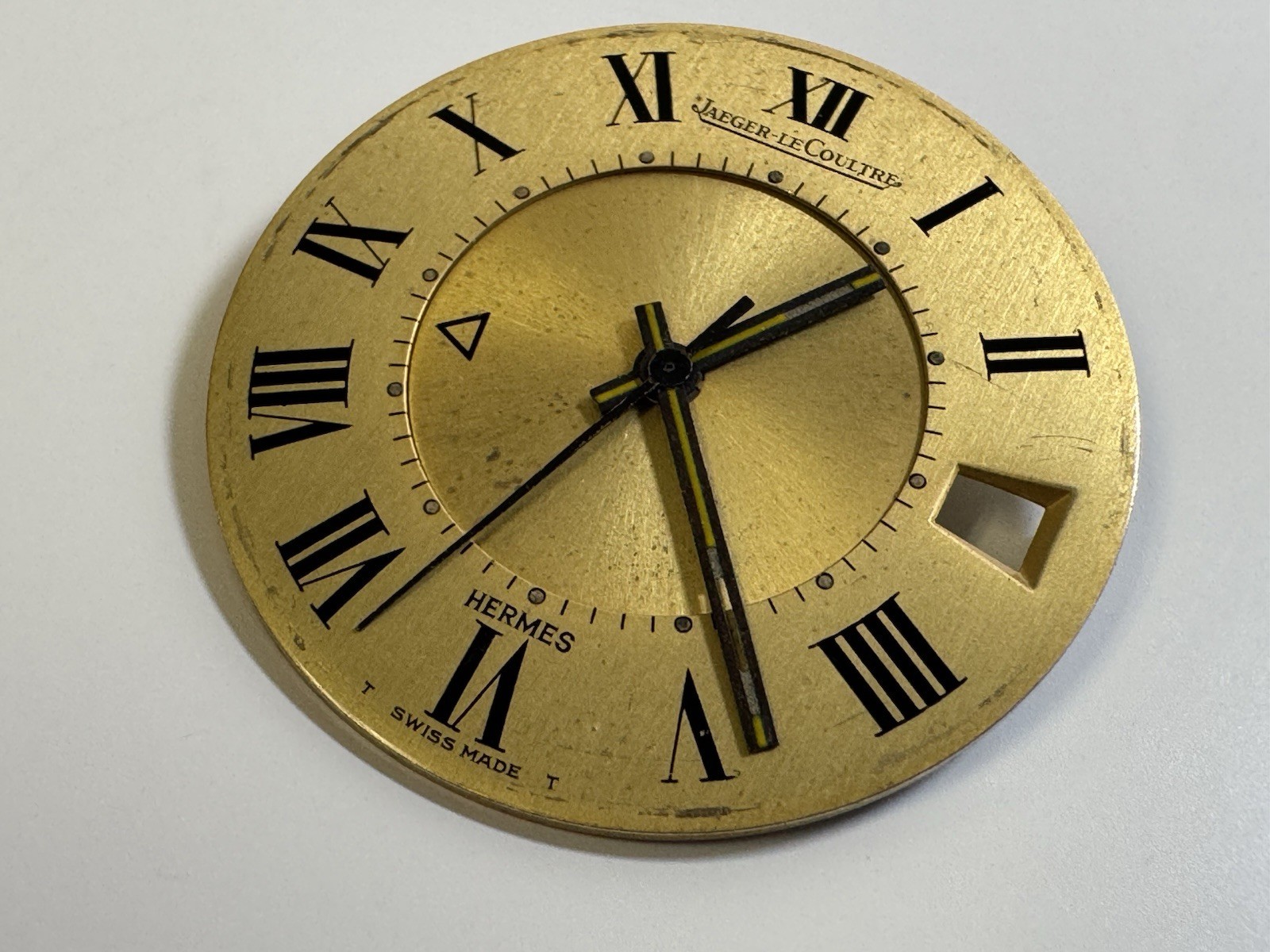jaeger lecoultre x hermes swiss made alarm dial roman numerals rare collectible