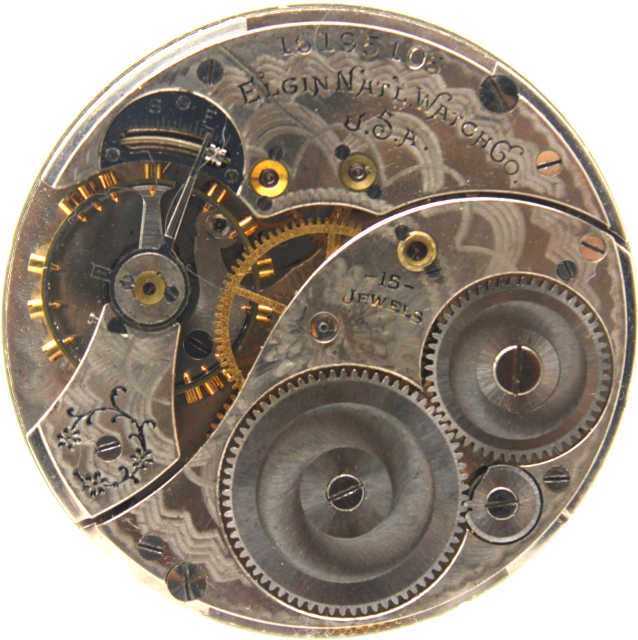 1912 ELGIN POCKET WATCH MOVEMENT 16195105 GRADE: 314 12s 15j (RAB2)