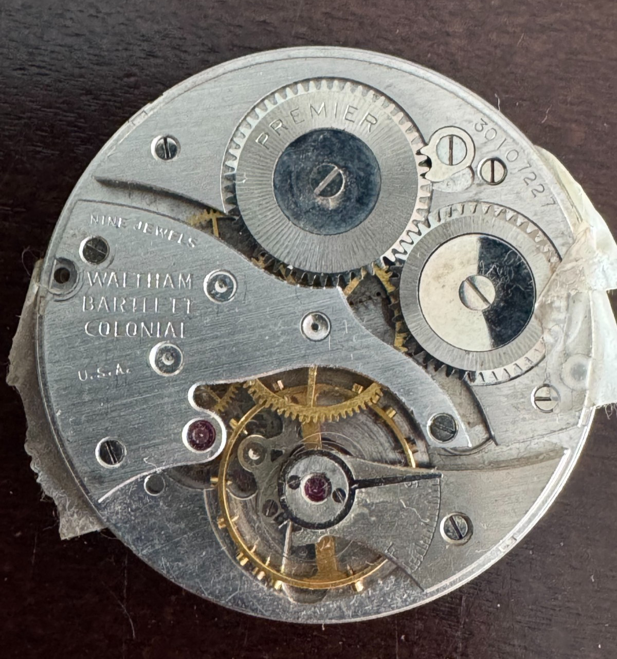 VINTAGE 12 SIZE WALTHAM COLONIAL POCKET WATCH MOVEMENT GR.209 NOT RUNNING