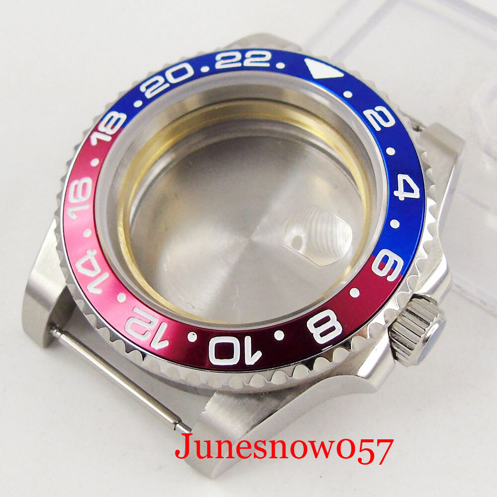 40mm SUB Watch Men Case Sapphire Glass Fit ETA 2836 MIYOTA 8215 821A Metal Back