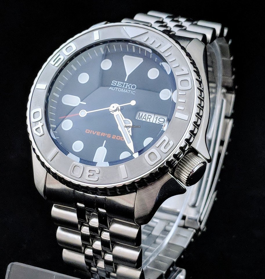 NEW SILVER FLAT BEZEL INSERT Y.M STYLE LARGE DIVERS SKX007 /7002-7001 /6309-7040