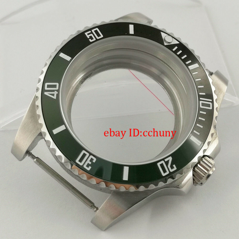40mm sapphire Watch Case Black Green Ceramic Bezel Fit NH35 NH36 NH35A Movement