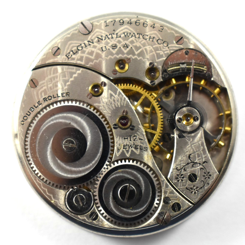 Vintage Elgin Grade 345 12s 17J OF Pocket Watch Movement lot.wn