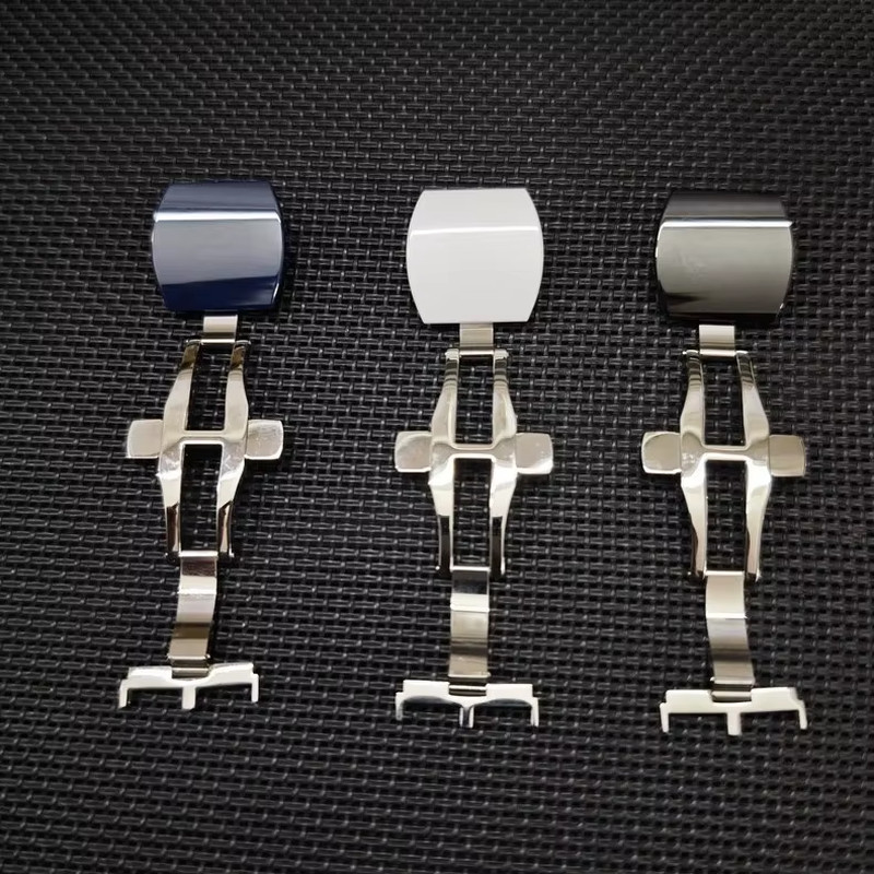 20mm SS Ceramic Watch Buckle Clasp Fits Franck Muller Watch Straps White Blue