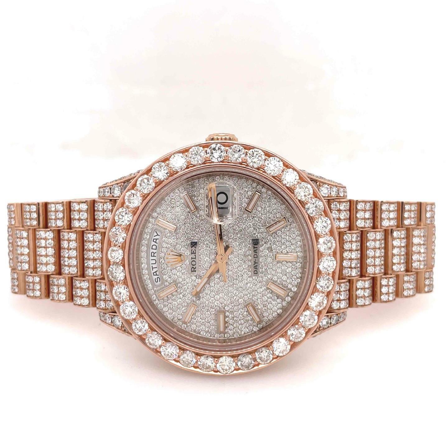 Rolex Day-Date 40 mm Automatic 18k Everose Gold Custom Bust Down Men’s 228235