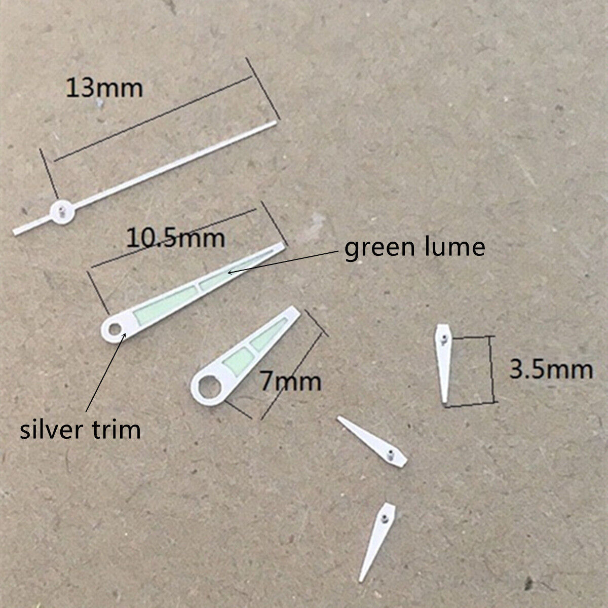 3.5mm Small Second Hands Green Lume for Epson VD53 VD54 VD56 VD57 Movement