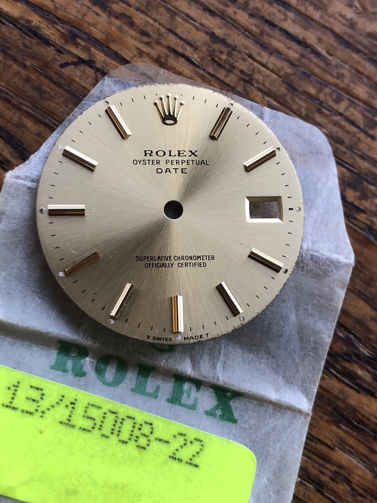 Vintage Original Rolex Gold Champagne 15008 1500 Date Wristwatch Dial