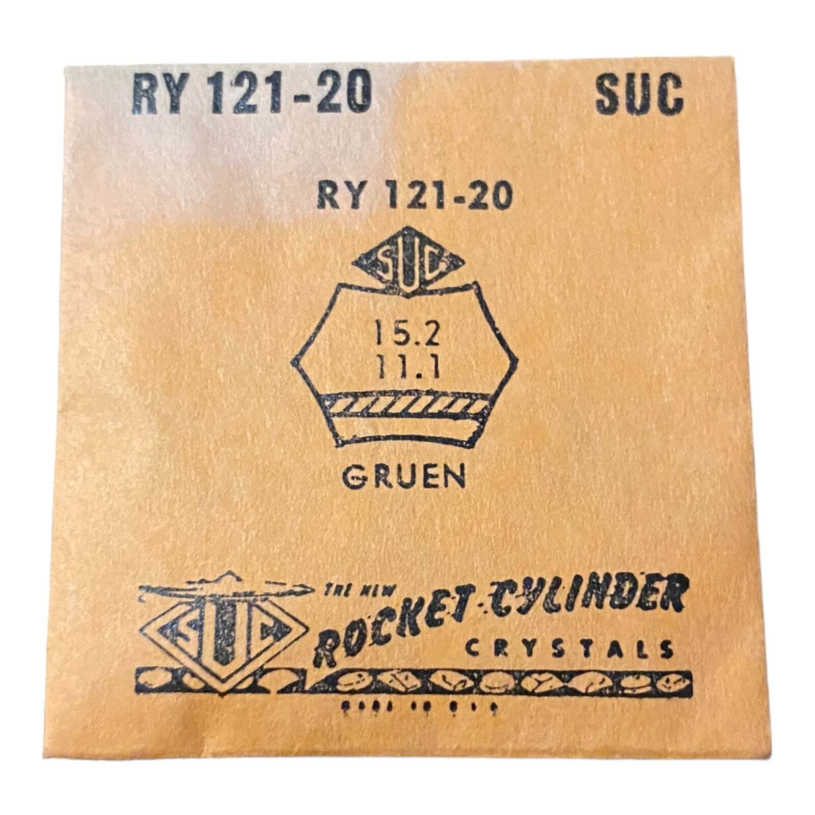 SUC RY121-20 RY 121-20 Watch Crystal 15.2×11.1 NOS Part Rocket Cylinder Gruen