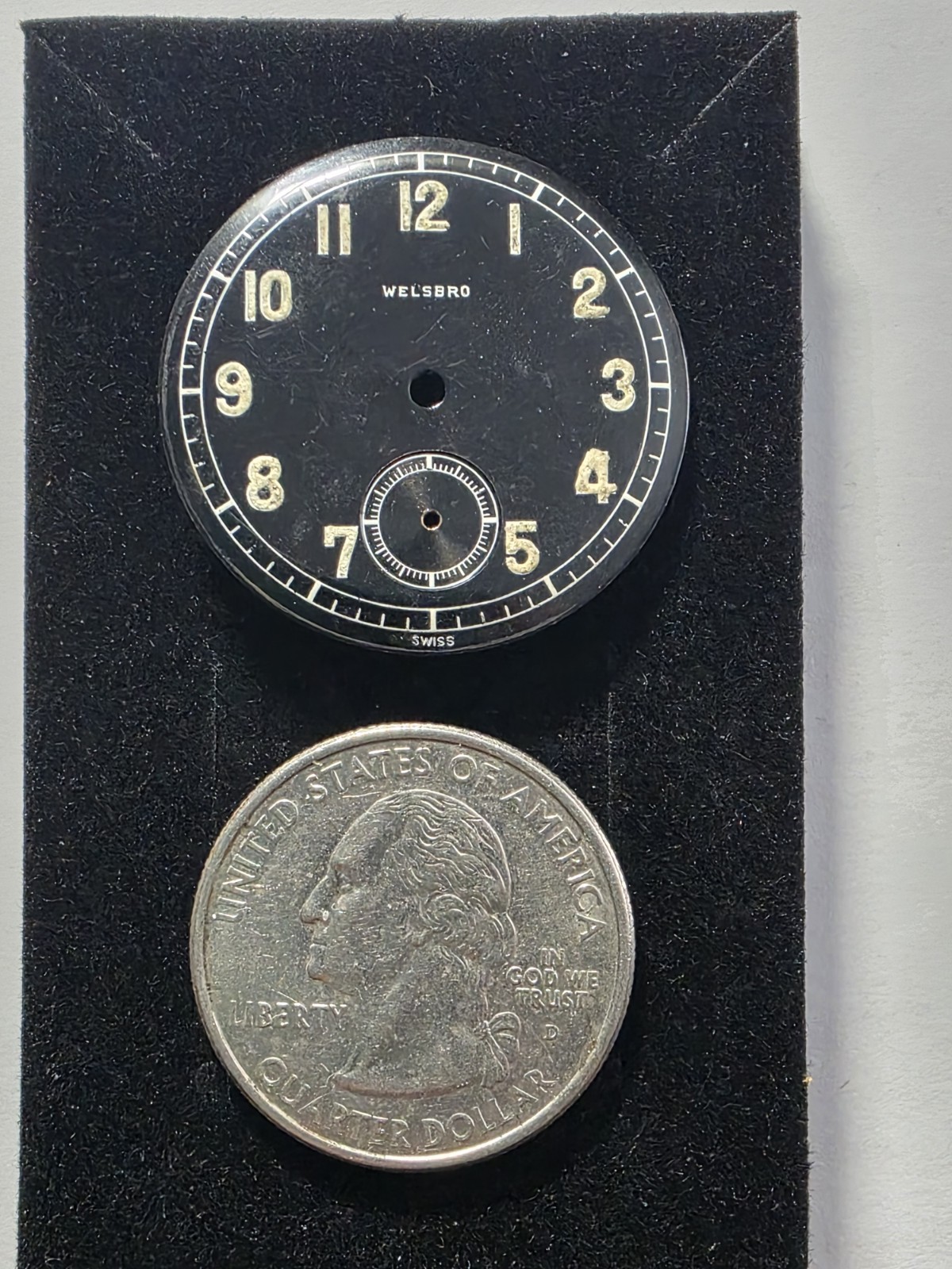 Vtg Welsbro Military Watch Dial 28.56mm Lume Indices(V3)