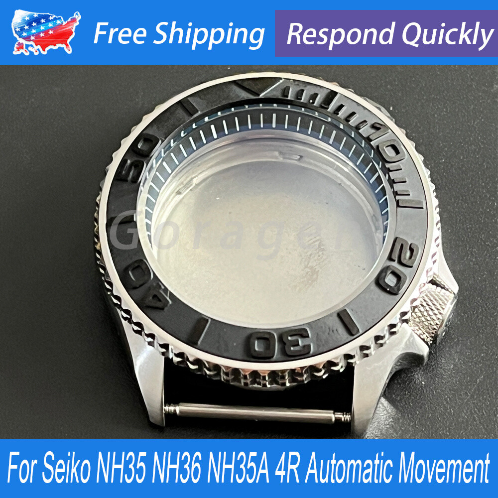 Watch Case Sapphire Glass+Insert For NH35 NH36 4R35 4R15 SKX007 Movement 41.5mm